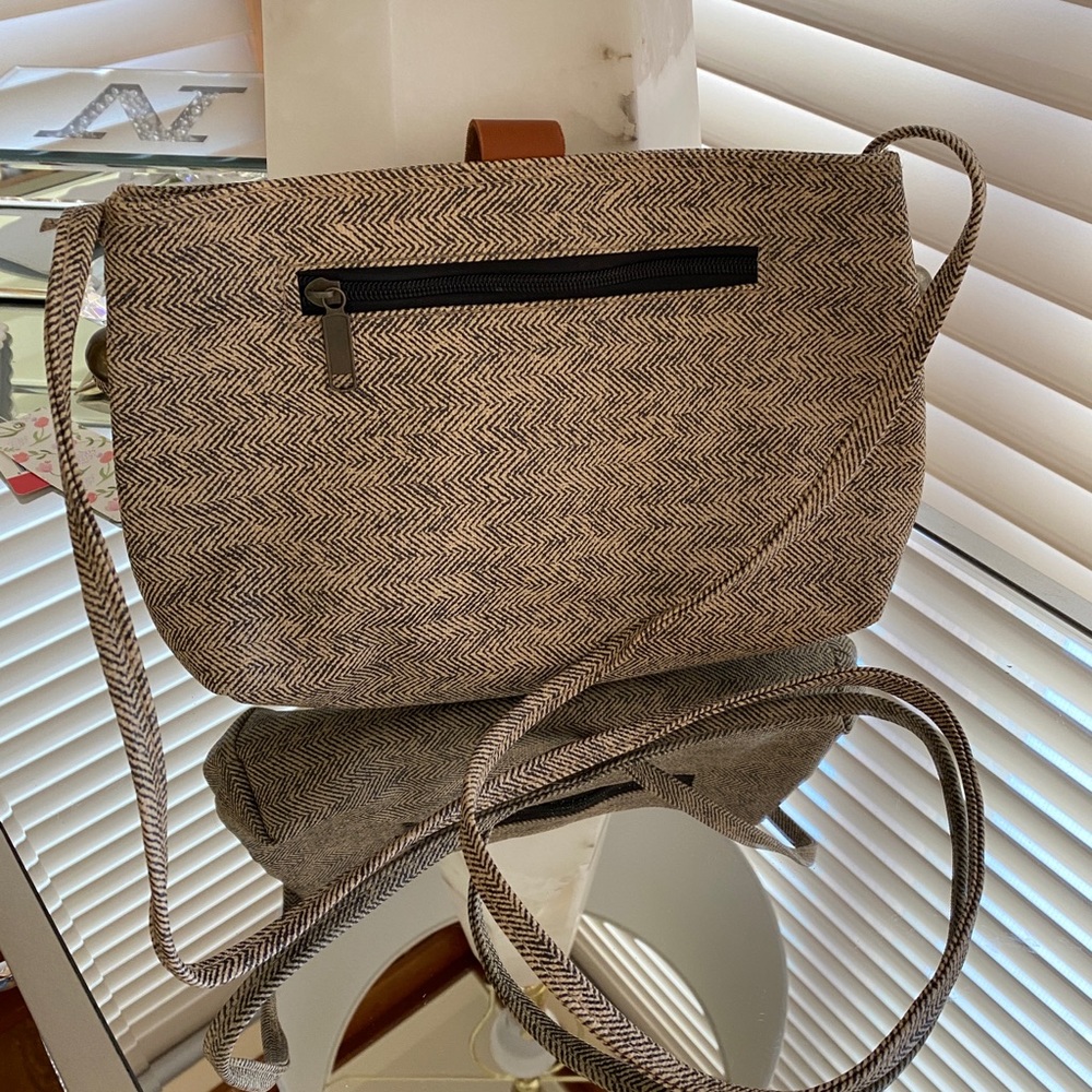 Faux Leather Neutral Crossbody Bag